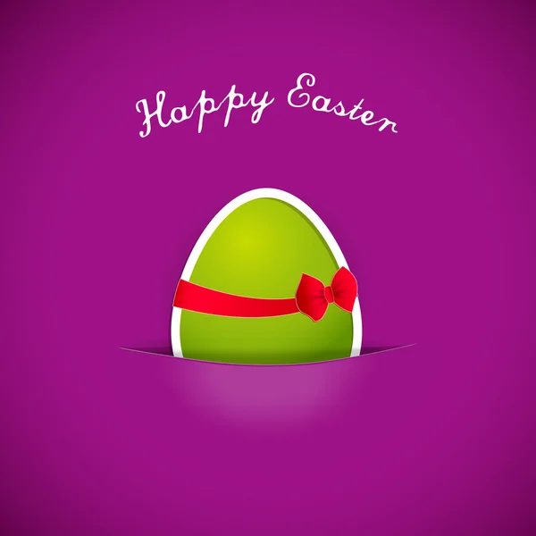 Uovo di Pasqua in tasca di carta viola . — Vettoriale Stock