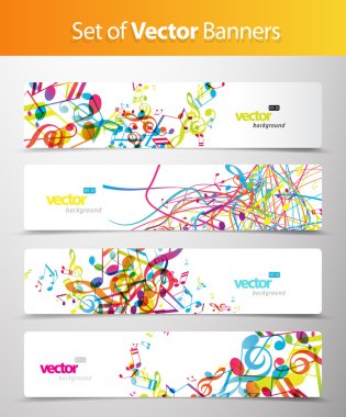 Set of abstract colorful web headers. clipart