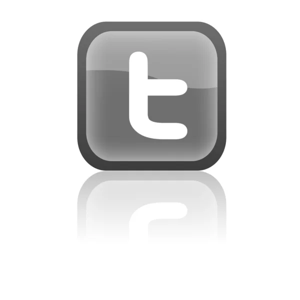 Moderna icona twitter in bianco e nero — Vettoriale Stock
