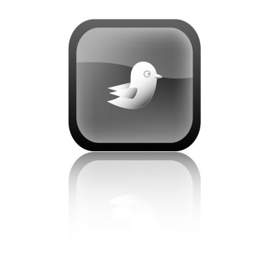 Modern black and white twitter icon with bird clipart