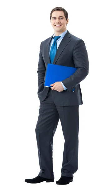 Business man with folder, on white — Stock Photo, Image