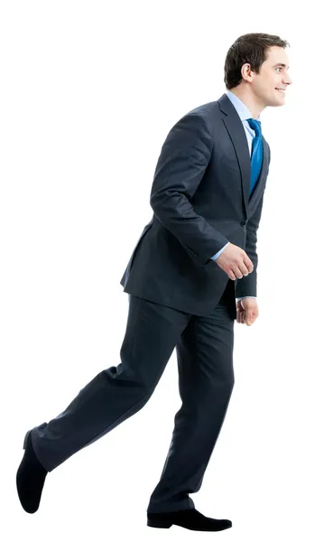 Running young business man, isolated — Stock Photo, Image