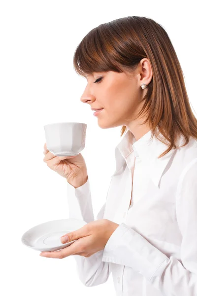 分離したコーヒーを飲む女性実業家 — ストック写真