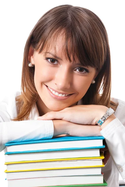 Young woman with books, isolated Stock Image