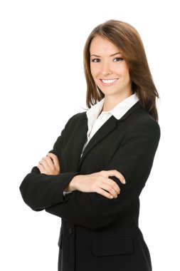 Happy smiling business woman, over white clipart