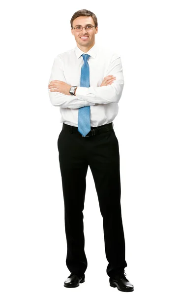 Empresário sorridente, sobre branco — Fotografia de Stock