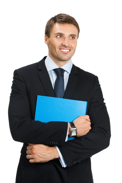 Üzletember, mappa, fehér — Stock Fotó