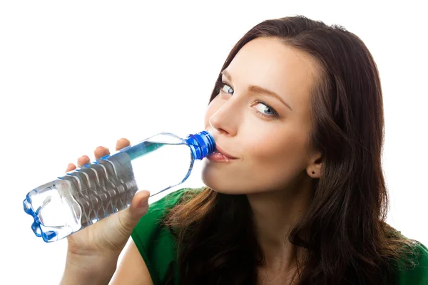 Mujer bebiendo agua, sobre blanco —  Fotos de Stock