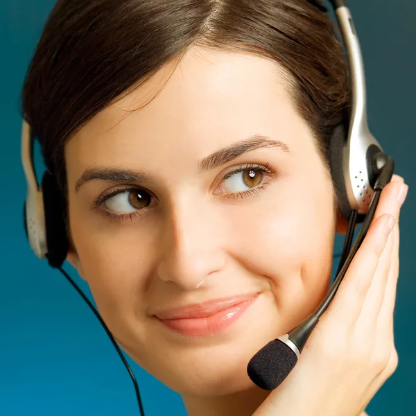 Support telefon operatör i headset — Stockfoto