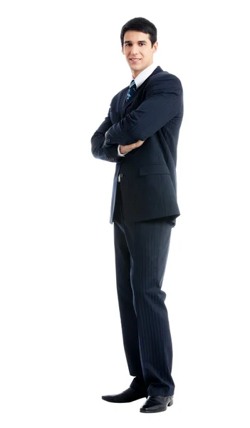 Mosolygó üzletember, felett fehér — Stock Fotó