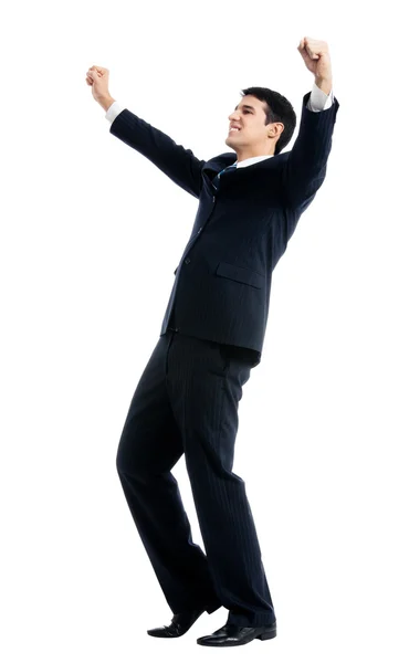 Счастливый жест бизнесмен, изолированный — стоковое фото