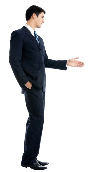Homem de negócios dando a mão para aperto de mão, isolado — Fotografia de Stock