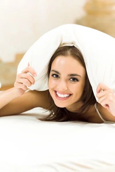 Happy woman waking up at home — Stock Photo, Image