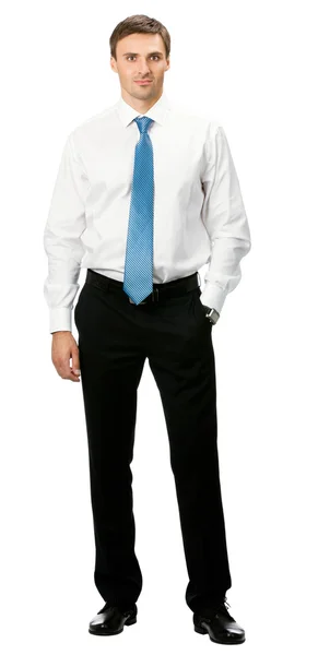 Uomo d'affari sorridente, su bianco — Foto Stock