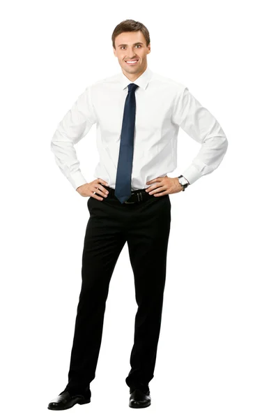 Uomo d'affari sorridente, su bianco — Foto Stock