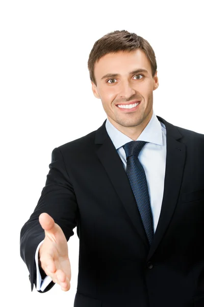 Businessman giving hand for handshake, isolated — Stock Photo, Image