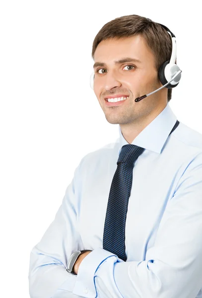 Telefoon-operator in hoofdtelefoon, geïsoleerd — Stockfoto