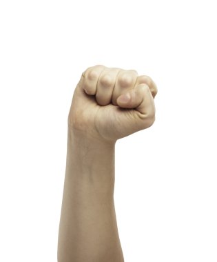 Male hand in fist isolated on white background. clipart