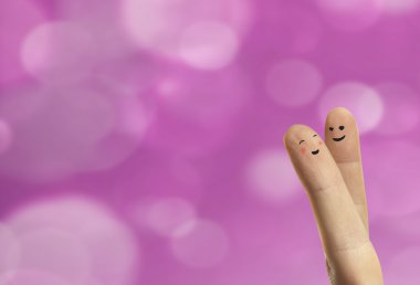 Couple hug of happy fingers smileys with love. clipart