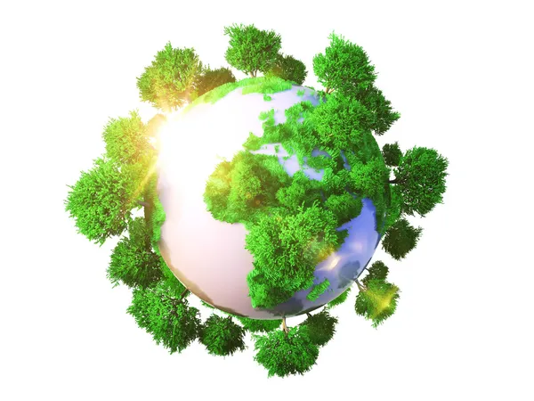 Model of Earth with oversized trees. — Stock Photo, Image