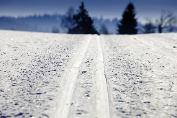 Lege langlauf ski track Rechtenvrije Stockfoto's