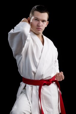 siyah kontrast karate genç savaşçı