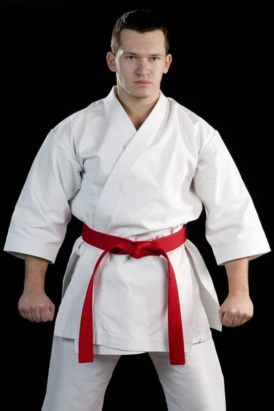 Hoher Kontrast Karate junger Kämpfer — Stockfoto