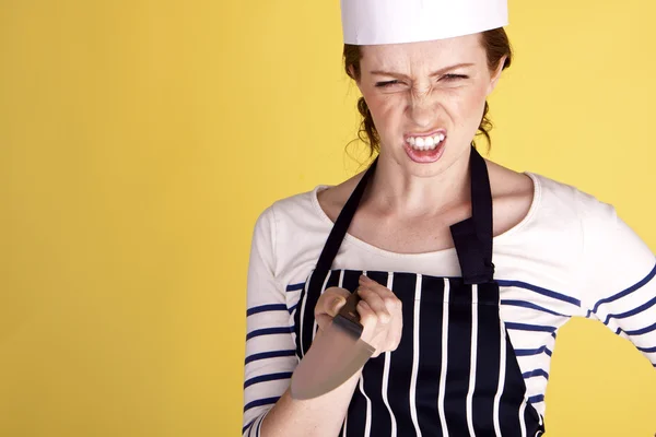 Boos vrouwelijke chef-kok. — Stockfoto