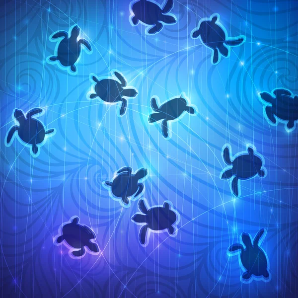 Baby schildpadden zwemmen — Stockvector