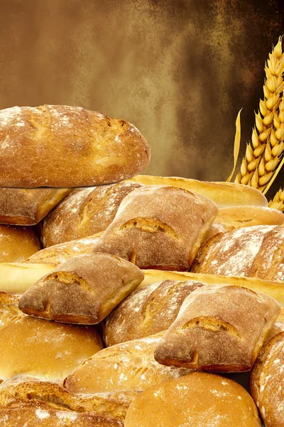 Onderkant van het brood met gegrild brood — Stockfoto