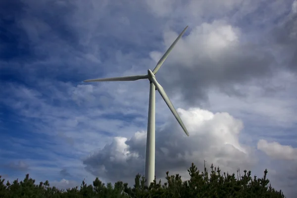 Вітрова турбіна, екологія та відновлювана енергетика — стокове фото