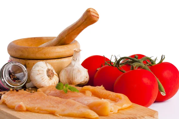 Kip borsten en groenten — Stockfoto
