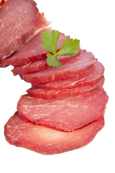 Salsicha de carne isolada sobre fundo branco — Fotografia de Stock