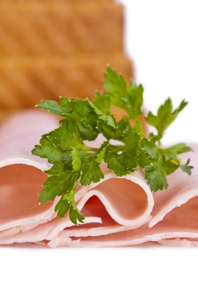 Ham geïsoleerd op witte achtergrond — Stockfoto