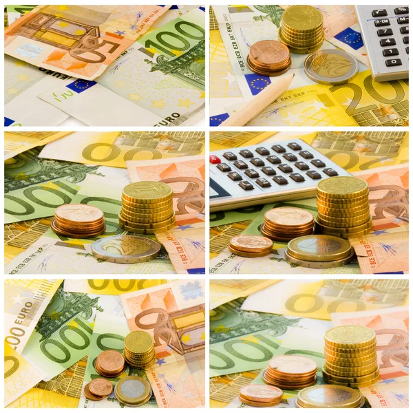 Euromunten en biljetten, instellen van economie — Stockfoto
