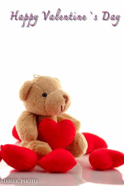Ursul cu o inimă roșie — Fotografie, imagine de stoc