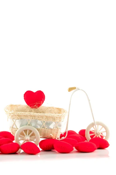 Bisiklet ile kırmızı kalp — Stok fotoğraf
