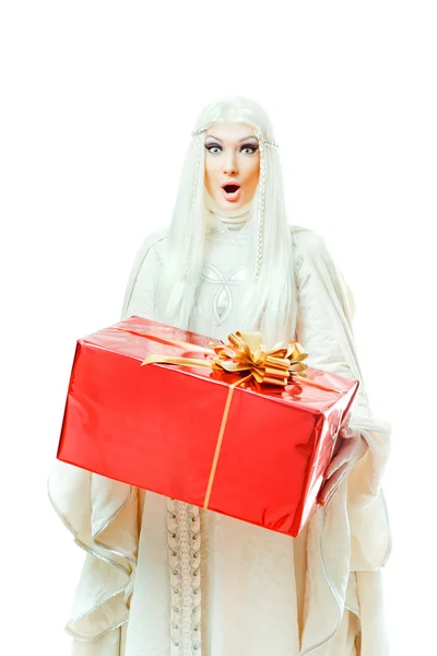 Woman with a gift — Stock Photo, Image