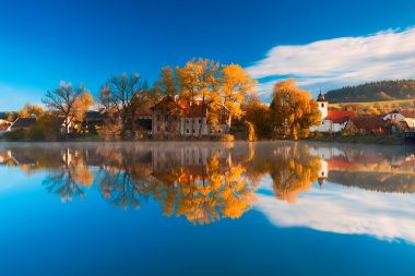 The reflection on the pond clipart