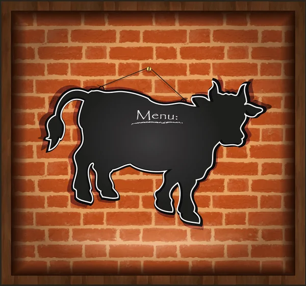 Blackboard vaca touro menu tijolo parede raster — Fotografia de Stock