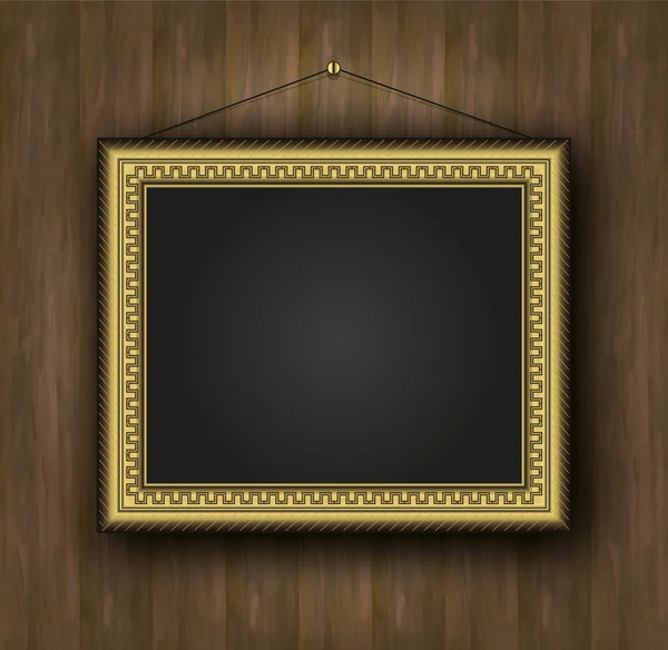 Raster blackboard old frame gold background wood — Stock Photo, Image