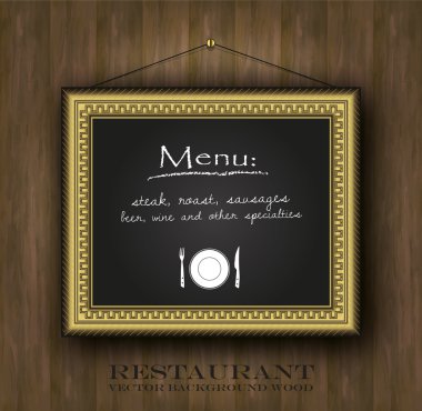 Vector blackboard frame gold restaurant menu card old frame clipart