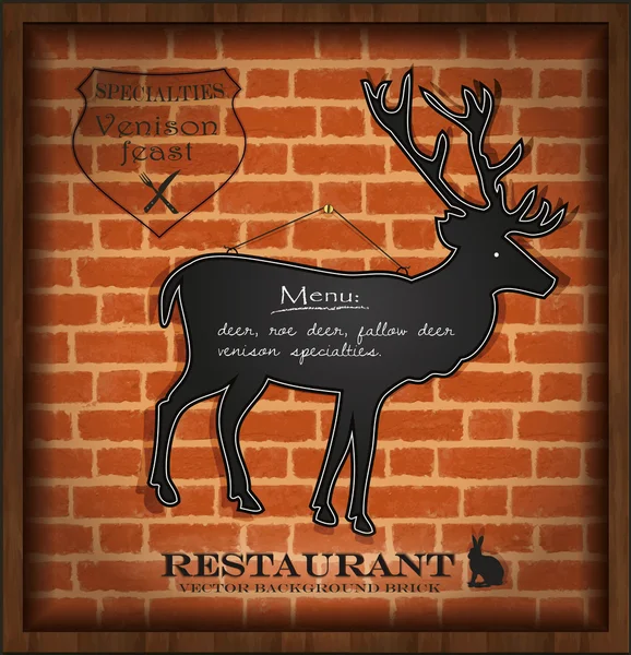 Vecteur tableau noir cerf menu carte brique mur fond — Image vectorielle