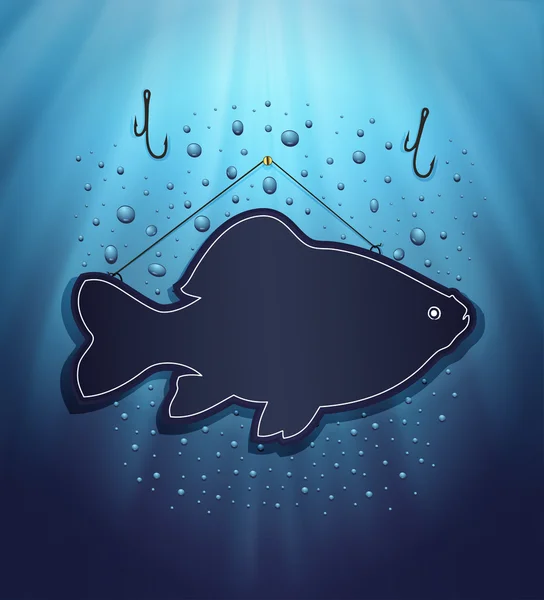 stock image Blackboard fish water blue background drops raster