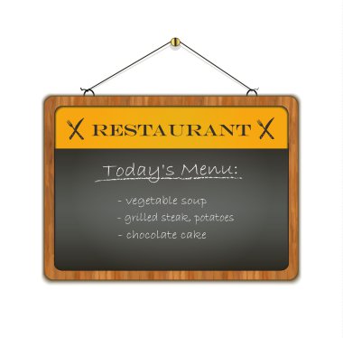 Vector blackboard wood frame menu restaurant yellow clipart