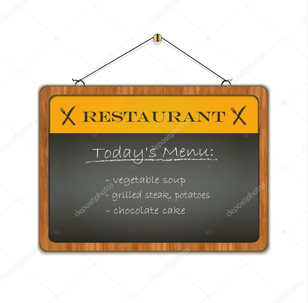 Vector blackboard wood frame menu restaurant yellow