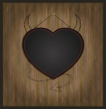 Raster blackboard heart Valentine love black clipart