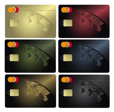 Raster blank Credit card Colors collection template clipart