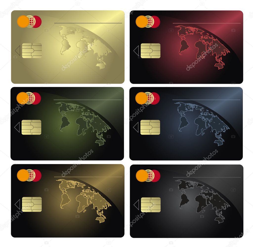 Raster blank Credit card Colors collection template