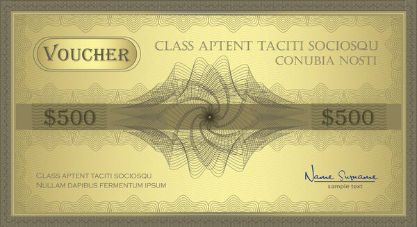 Vector Voucher Gold Guilloche certificate coupon